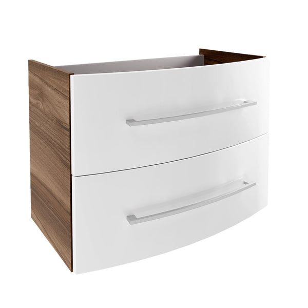 VERONA Mosdóalsósszekrény 80 cm széles sötét barna/magasfényű fehér