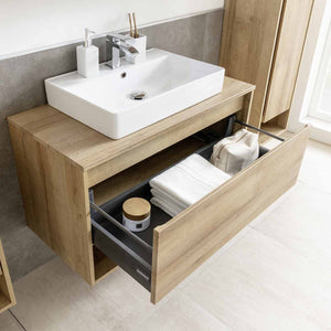 NATURA Mosdóalsószekrény 94 cm széles tölgy nyitott lappal