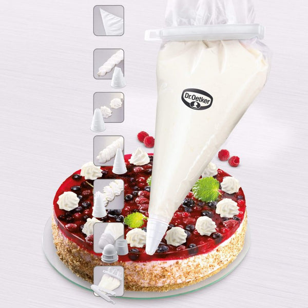 DR OETKER Habnyomó szett 4 fejjel, 10 db habzsák és 1 db zárócsipesz