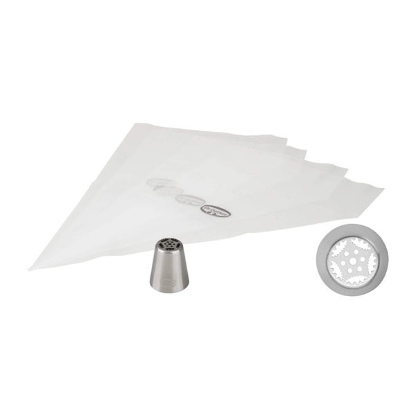 DR OETKER Habnyomó fej, tulipán mintával és 4 db habzsák