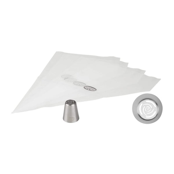 DR OETKER Habnyomó fej, rózsa mintával és 4 db habzsák