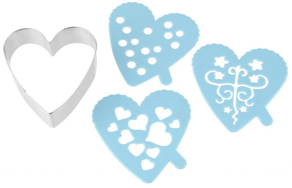 ZENKER Süteménykiszúró szívalakú 3 díszítősablonnal