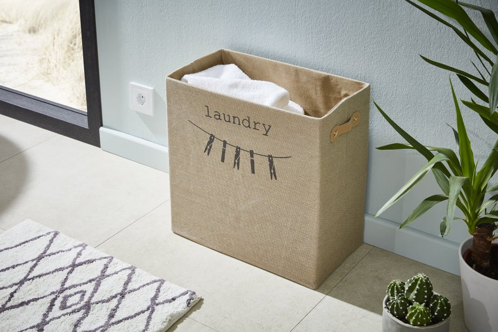 Szennyeskosár bézs nyomattal 45 cm széles