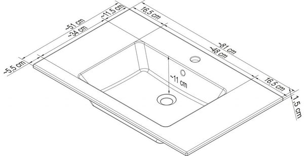 Kerámia mosdó 81 cm széles