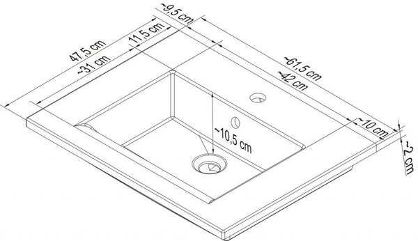 Kerámia mosdó 62 cm széles 