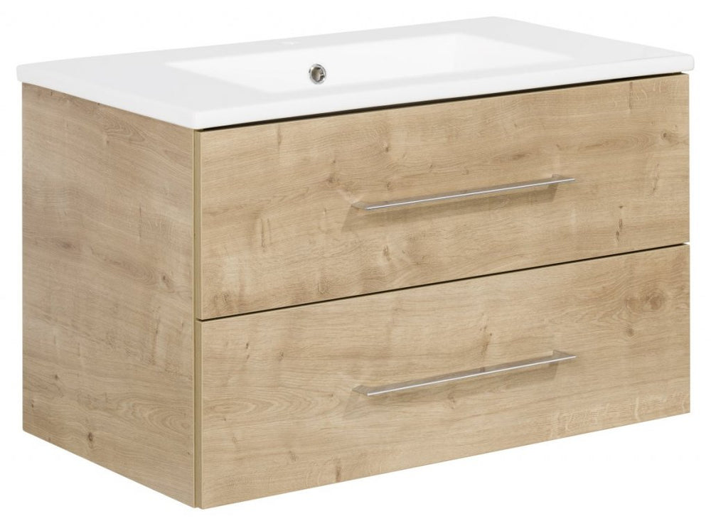 B.PERFEKT Mosdóalsószekrény és mosdó szett 80 cm széles tölgy