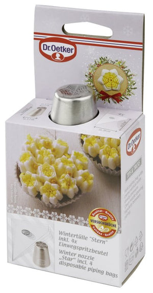 DR OETKER Csillag habnyomócső 4 db habzsákkal White Christmas 