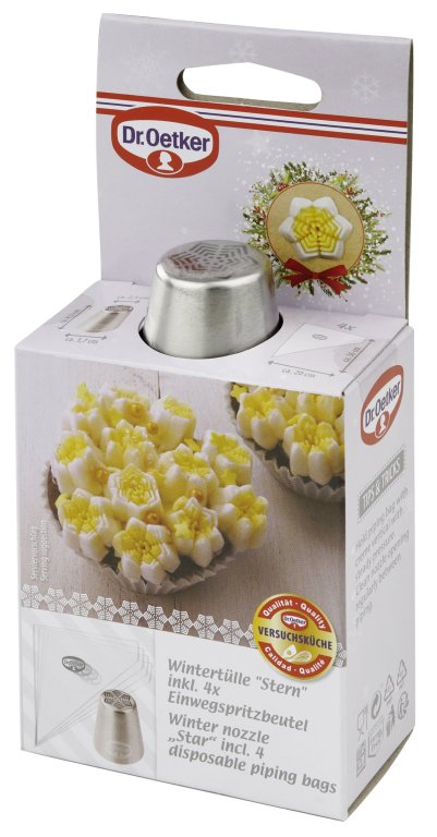 DR OETKER Csillag habnyomócső 4 db habzsákkal White Christmas 