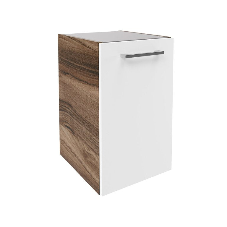 VERONA Alsószekrény 35 cm széles sötét barna/magasfényű fehér jobbos