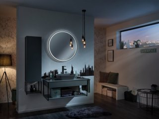 NEW YORK LED Tükör fekete kerettel 80 cm Ø