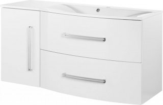 LUGANO Mosdóalsószekrény 35 cm széles fényes fehér balos